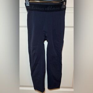 Lululemon Seamless Crop 21” Navy Logo Waistband Leggings Sz M